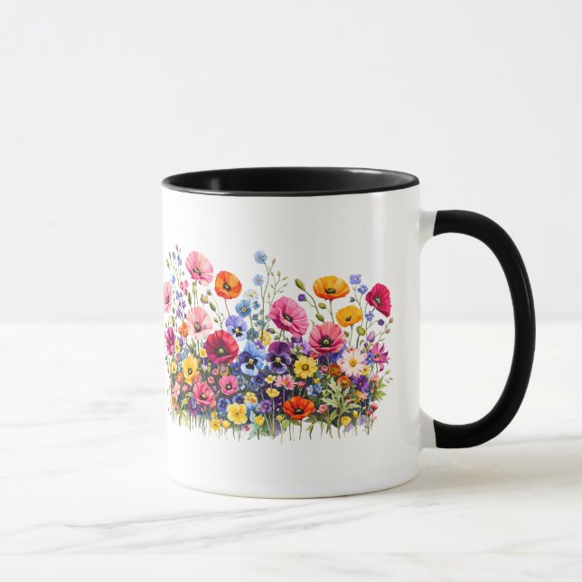 Mug Prairie de fleurs sauvages avec des floraisons aqu (Droite)