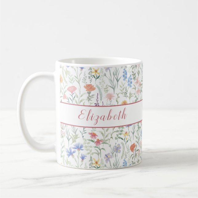 Mug Prairie de fleurs sauvages Coquette personnalisé r (Gauche)