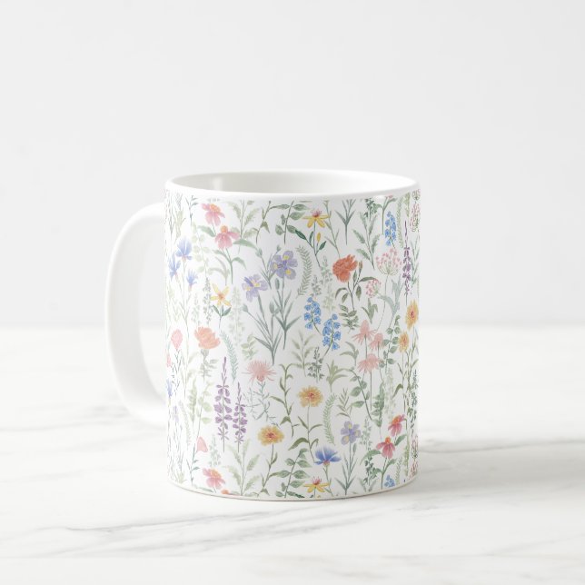 Mug Prairie de fleurs sauvages féminine coquette (Devant gauche)