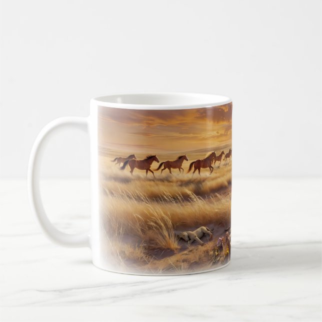 Mug Prairie Dorée Chevaux Sauvages Se Tenant la Ma (Gauche)
