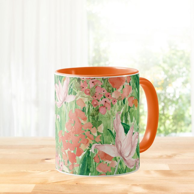 Mug Prairie florale de fleurs sauvages à l'aquarelle  (In situ Kitchen table)