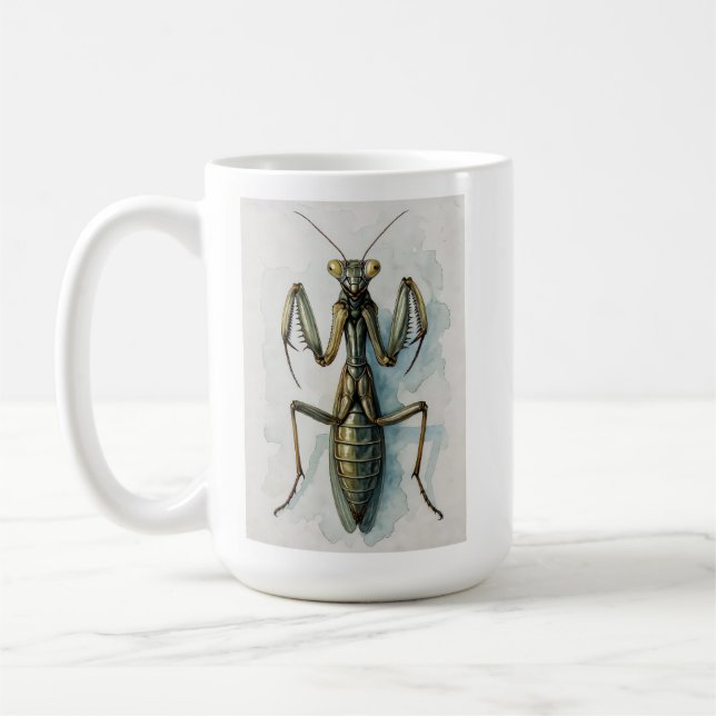 Mug Praying Mantis watercolor painting insect art  (Gauche)