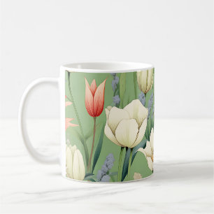 Mug Pré avec tulipes et Fleurs sauvages