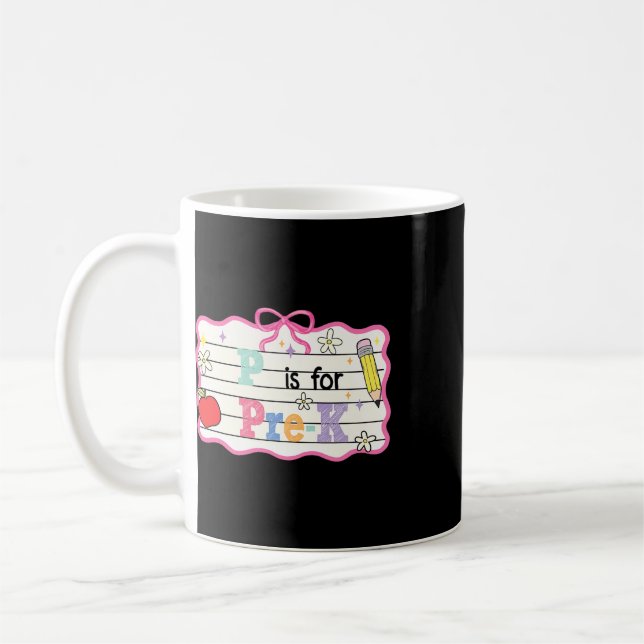 Mug Pré-coquet nœud P est pour l'enseignant pré-matern (Gauche)