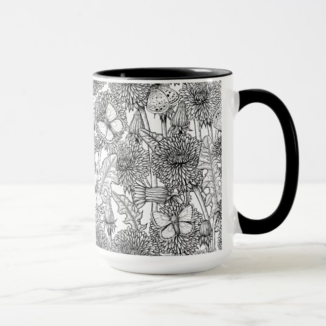 Mug Pré Dandelion en noir et blanc (Droite)