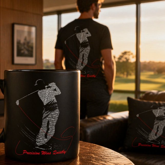 Mug Précision Gagne Silencieusement Art de Mot de Golf (Créateur téléchargé)