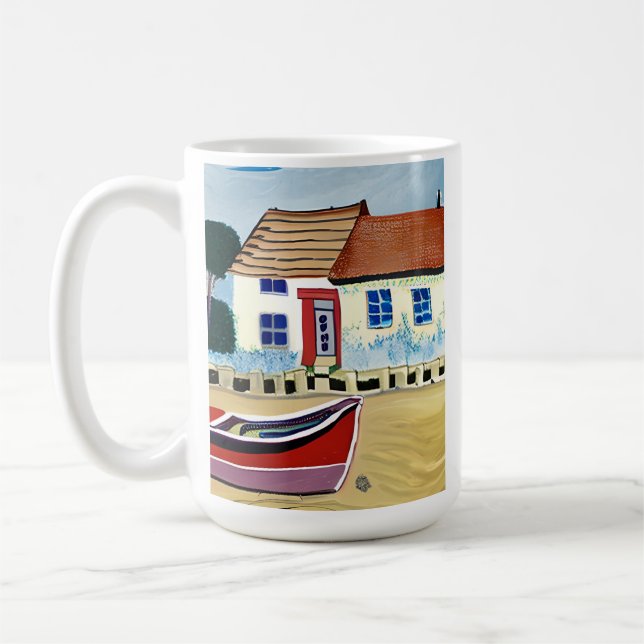 Mug préféré de papa personnalisé | Maison de plage (Gauche)