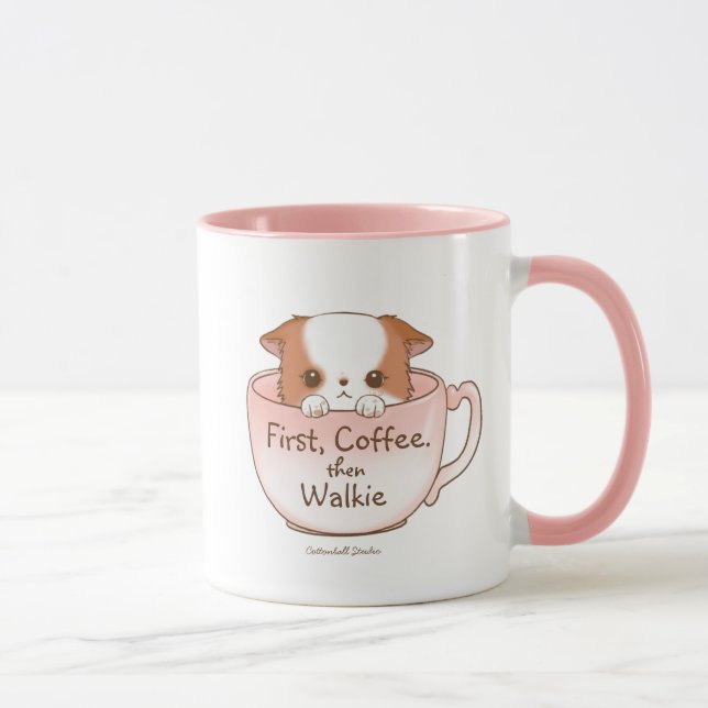 Mug Premier café, puis promenade Adorable chiot Pomchi (Droite)