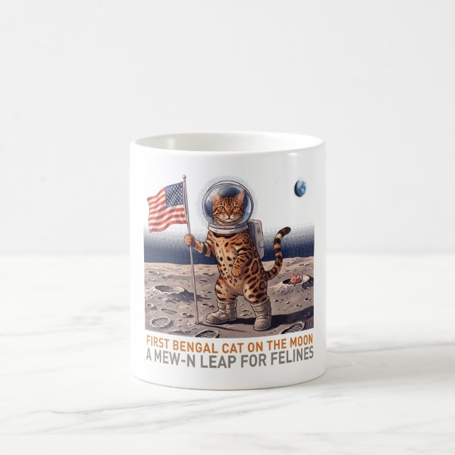 Mug Premier chat Bengal sur la Lune - Félin spatial ré (Centre)