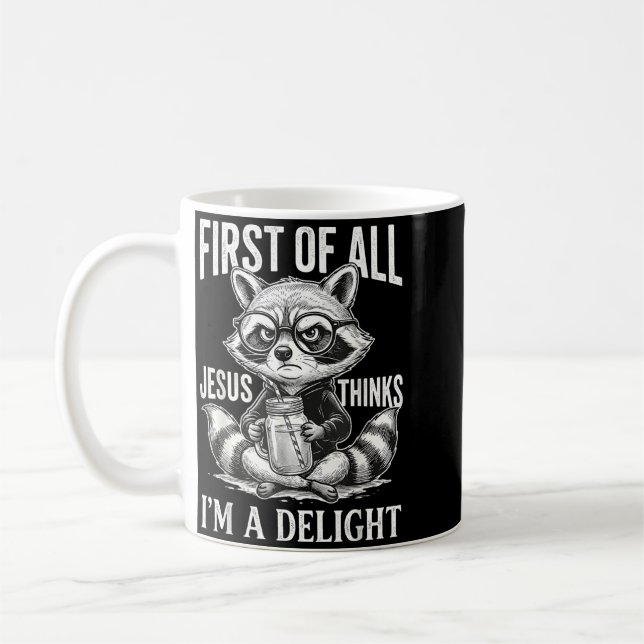 Mug Premier Jésus pense qu'un design de raton laveur e (Gauche)