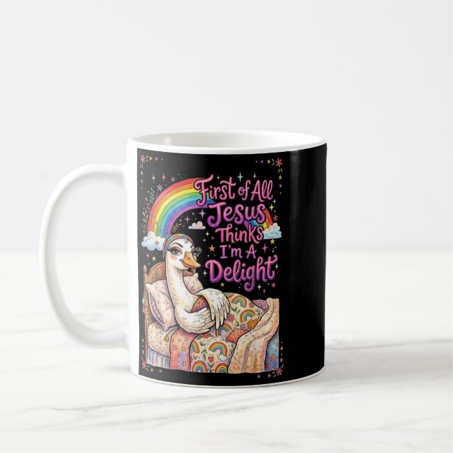 Mug Premier Jésus pense qu'un plaisir Funny Goose Meme (Gauche)