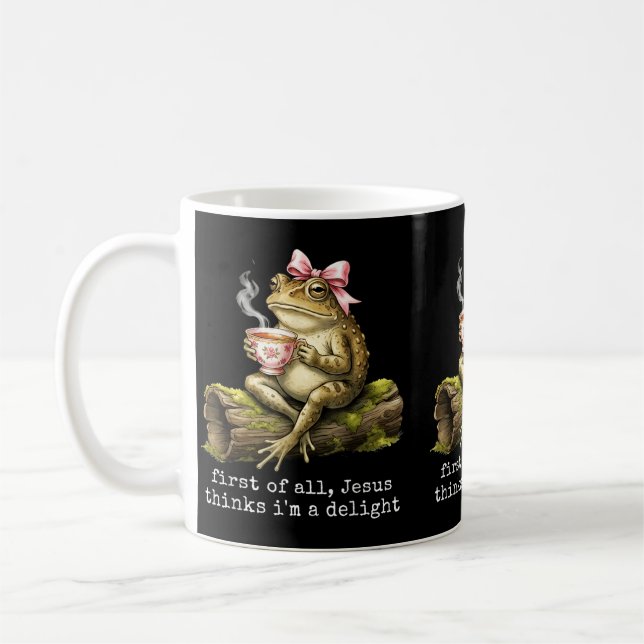 Mug Premier Jésus pense qu'un plaisir grenouille drôle (Gauche)