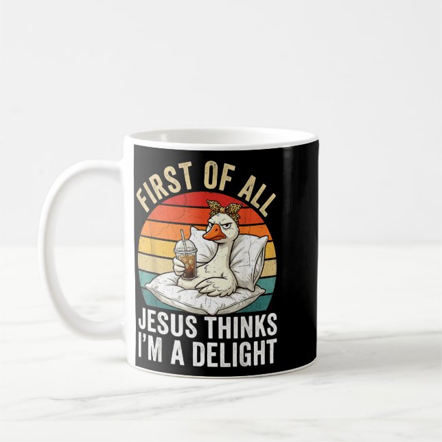 Mug Premier Jésus pense qu'une joie Funny Goose Meme (Gauche)