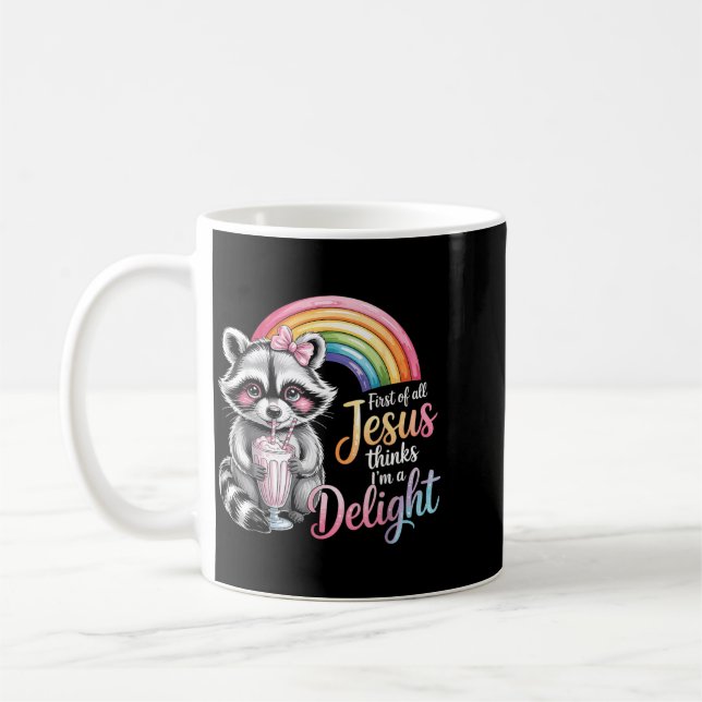 Mug Premier Jésus Pense Une Conception De Raton Laveur (Gauche)