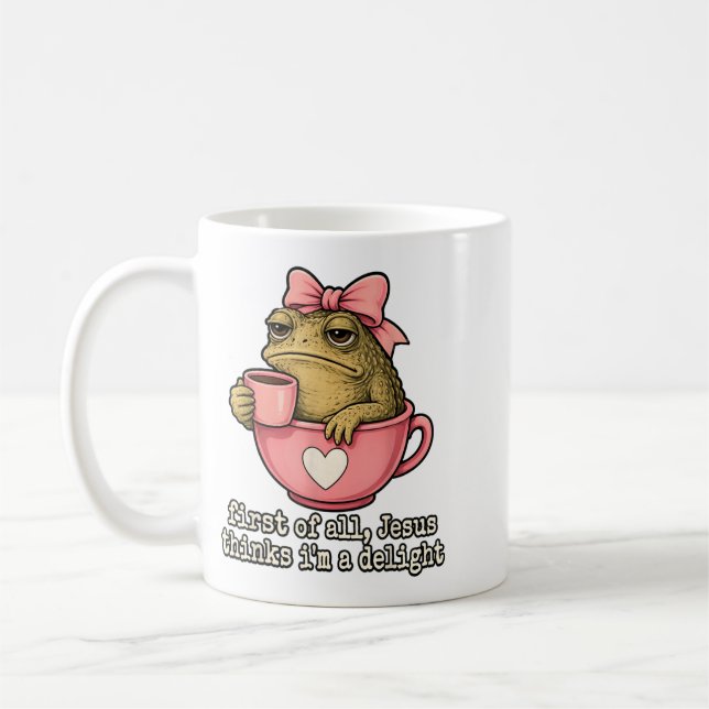Mug Premier Jésus Pense Une Grenouille Délicieuse Café (Gauche)