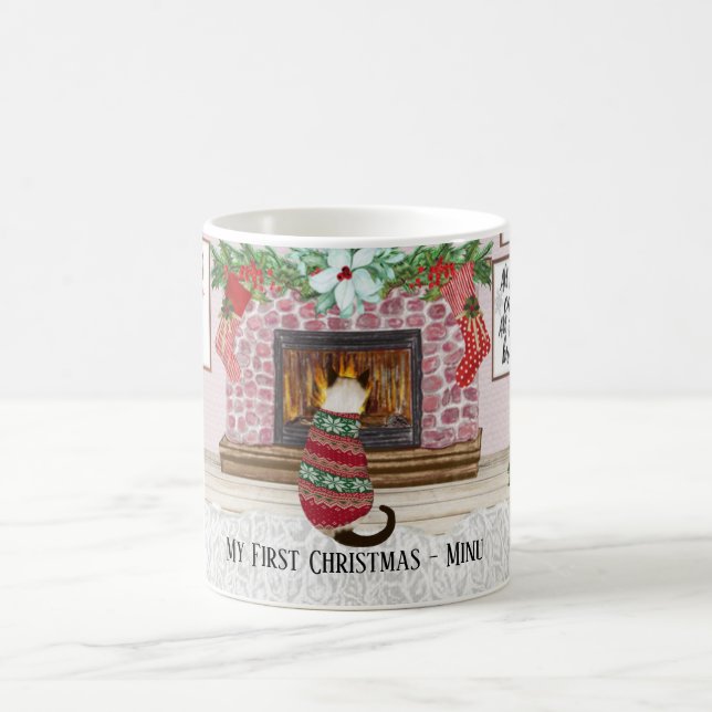 Mug Premier Noël du chat personnalisé (Centre)