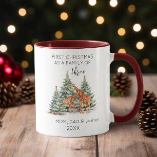 Mug Premier Noël en famille de trois mignonnes girafes