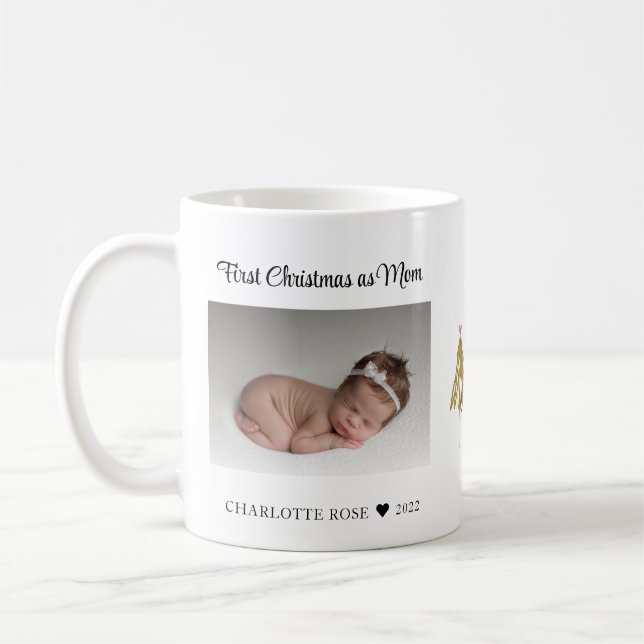 Mug Premier Noël en maman Nouveau bébé Photo (Gauche)