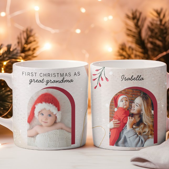 Mug Premier Noël en Red Arch Photo personnalisée (Créateur téléchargé)