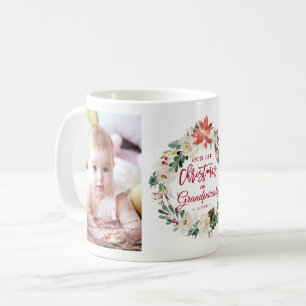 Mug Premier Noël Grand-parents Floral Wreath Photo