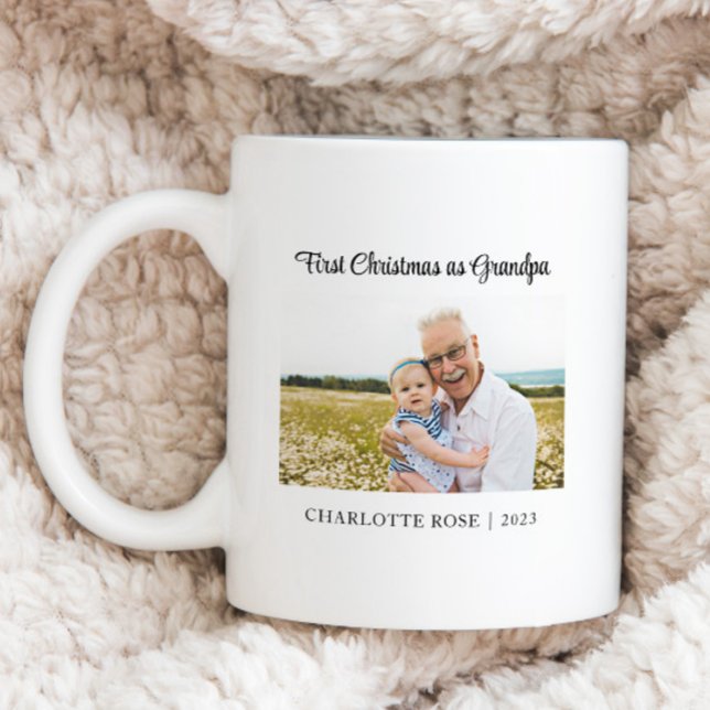 Mug Premier Noël simple comme nouveau grand-père photo (Créateur téléchargé)