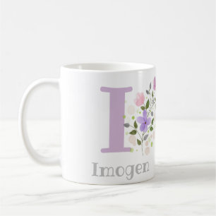 Mug Premier nom initial plus Imogen avec fleurs