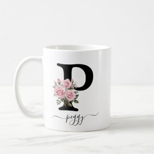 Mug Premier P Monogramme Floral Fleur Roses Rose Musiq
