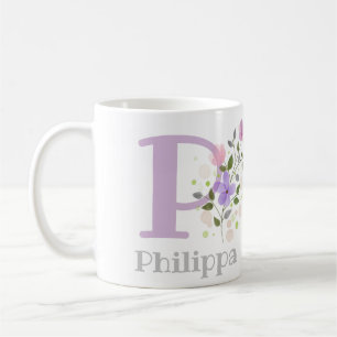 Mug Premier prénom Initial Plus avec Fleurs