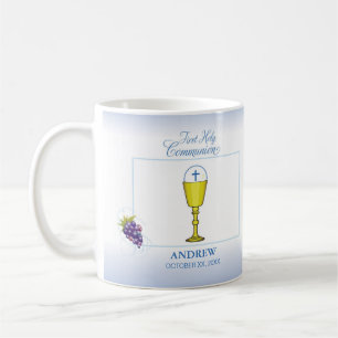 Mug Première communion de garçon, Chalice avec hôte et