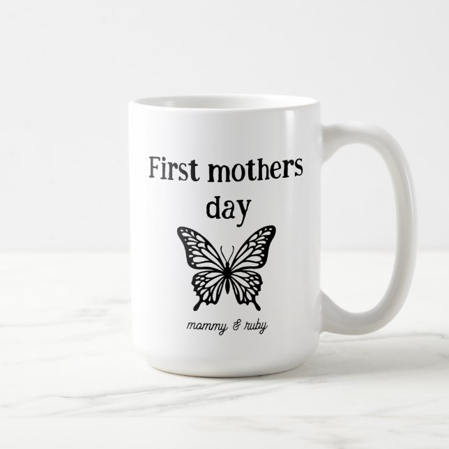 Mug Première fête des mères maman script personnalisé (Droite)