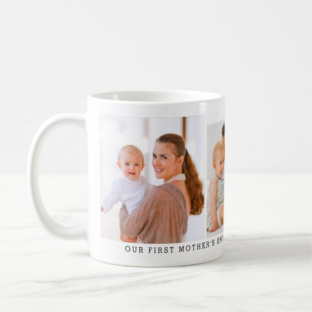 Mug Première fête des mères personnalisée avec 3 photo (Gauche)