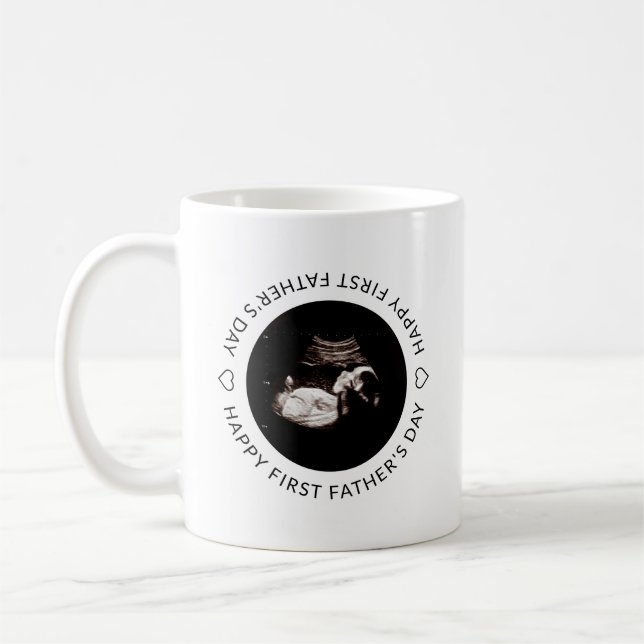 Mug Première Fête des pères Bébé Sonogramme Nom person (Gauche)