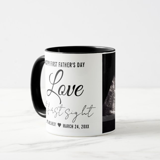 Mug Première Fête des pères Bébé Sonogramme Ultrasound (Devant gauche)