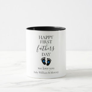 Mug Première Fête des pères - Empreintes bébé et Coeur
