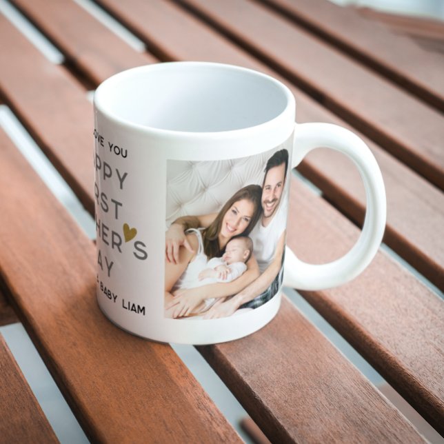 Mug Première Fête des pères Nouveau Papa Bébé 2 Photo  (Créateur téléchargé)
