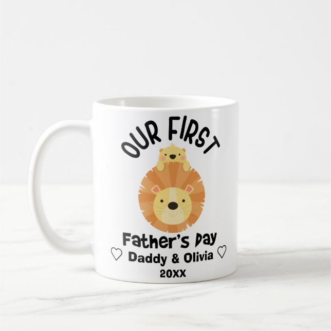 Mug Première Fête des pères personnalisée 2022, Noms p (Gauche)