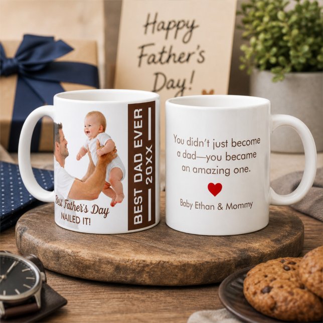 Mug Première fête des pères réussie Cadeau personnalis (Créateur téléchargé)