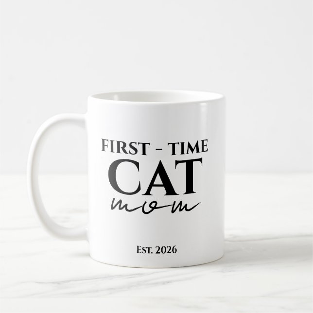 Mug Première fois maman de chat Année d'établissement  (Gauche)