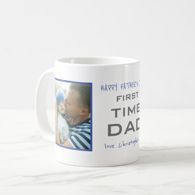 Mug Première Fois Papa 2 Photo personnalisée (Devant gauche)