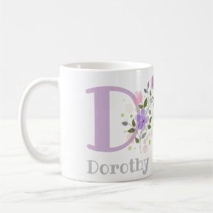 Mug Première initiale plus le nom Dorothy avec des fle