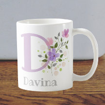 Première initiale plus nom Davina avec des fleurs