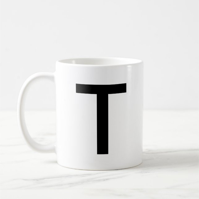 Mug Première lettre | Teal Monogram Modern Stylish Coo (Gauche)
