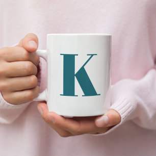 Mug Première lettre   Teal Monogram Modern Stylish Coo