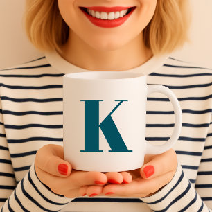 Mug Première lettre   Teal Monogram Modern Stylish Coo