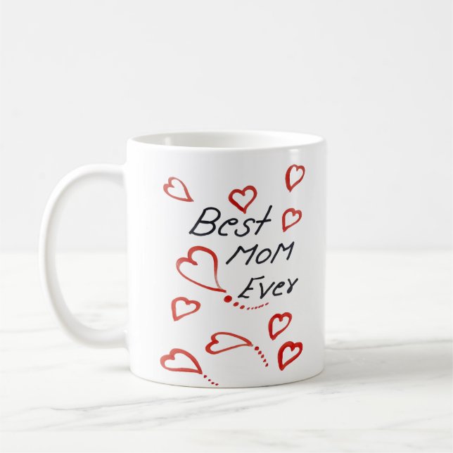 Mug première mère heureux jour mère simple écrit à la  (Gauche)