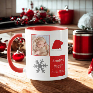 Mug Première photo de Noël du bébé Snowflake de chapea