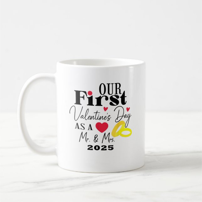 Mug Première Saint Valentin 2025 en couple marié (Gauche)
