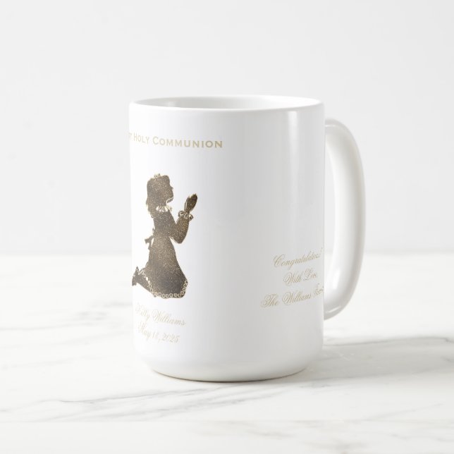 Mug Première Sainte Communion Priant La Fille Élégante (Devant droit)