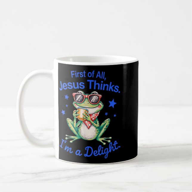 Mug Premièrement Jésus Pense Qu'une Grenouille Délicie (Gauche)