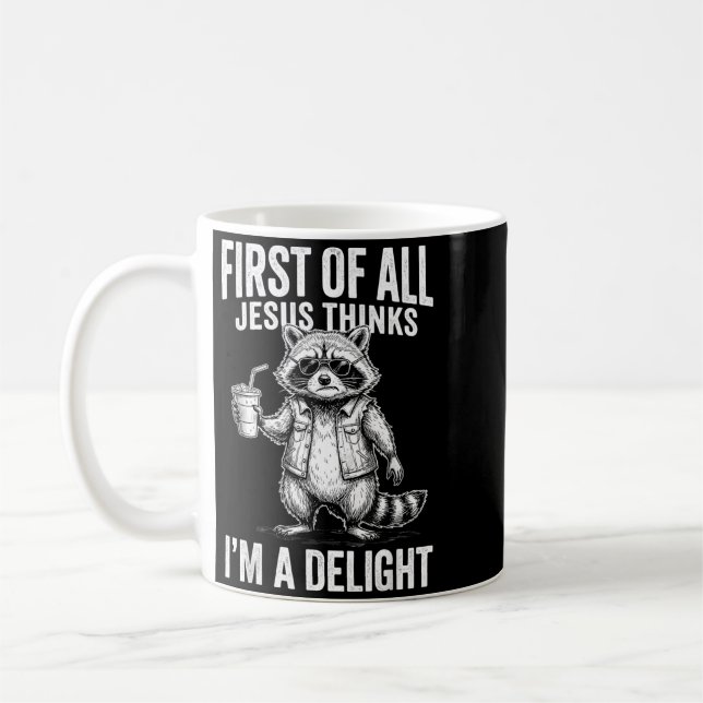 Mug Premièrement Jésus pense qu'une image de raton lav (Gauche)